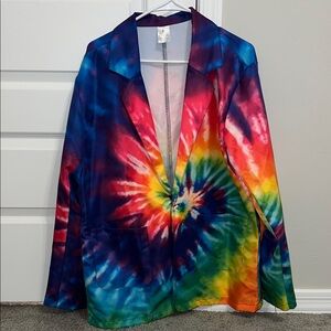 Vibrant Rainbow Tie-Dye 70s Hippie Blazer Costume